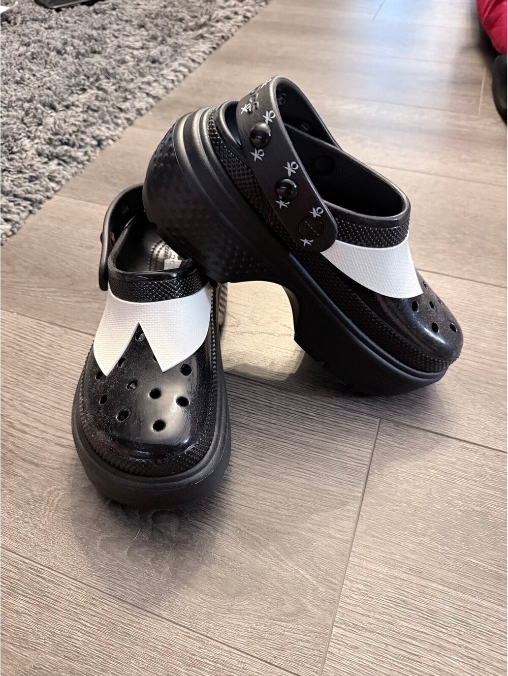 Crocs Classic Clogs – Wednesday Addams Inspired | Black with Halloween Jibbitz